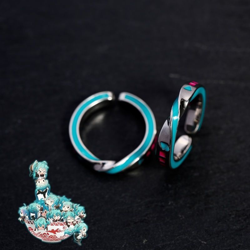 Hatsune Miku Featured Adjustable Silver Ring