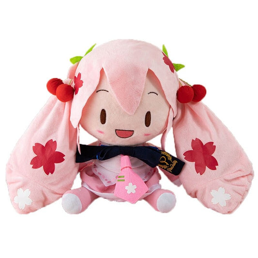 32cm Pink Hatsune Miku Sakura Cherry Hair Sitting Doll Plush