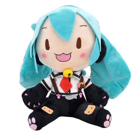 25cm Blue Black Hatsune Miku Cat Costume Sitting Doll Plush