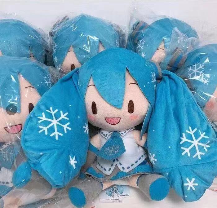 32cm Blue Hatsune Miku Wearing Tie Sitting Doll Plush