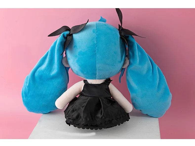 25cm Blue Hatsune Miku Wearing Black Dress Sitting Doll Plush