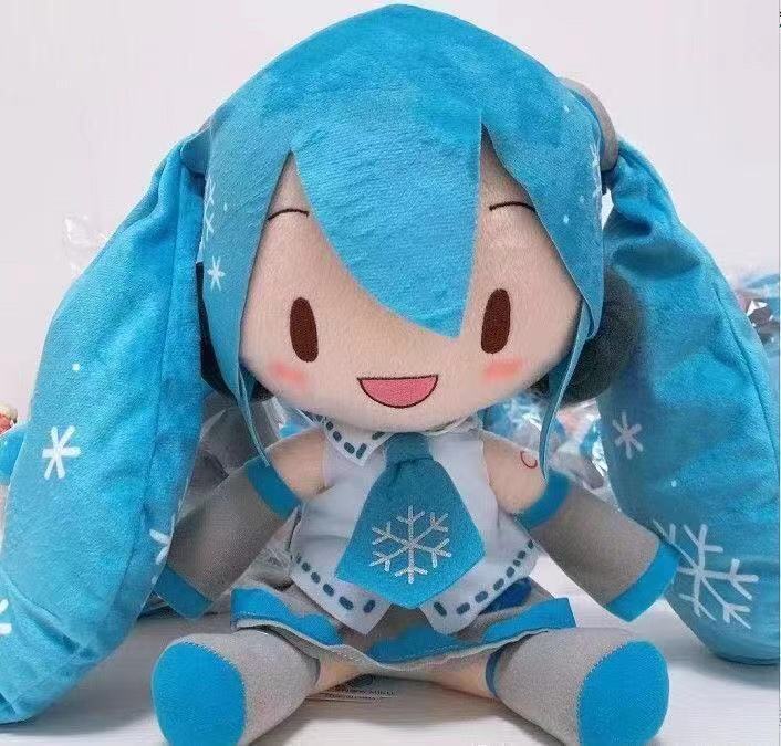 32cm Blue Hatsune Miku Wearing Tie Sitting Doll Plush