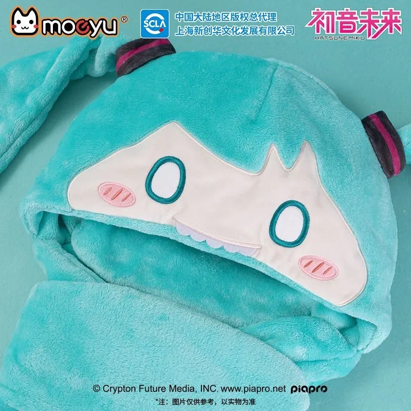 Hatsune Miku Unisex Warm Plush Hat Scarf Gloves Hooded Neck Warmer Three-piece Set