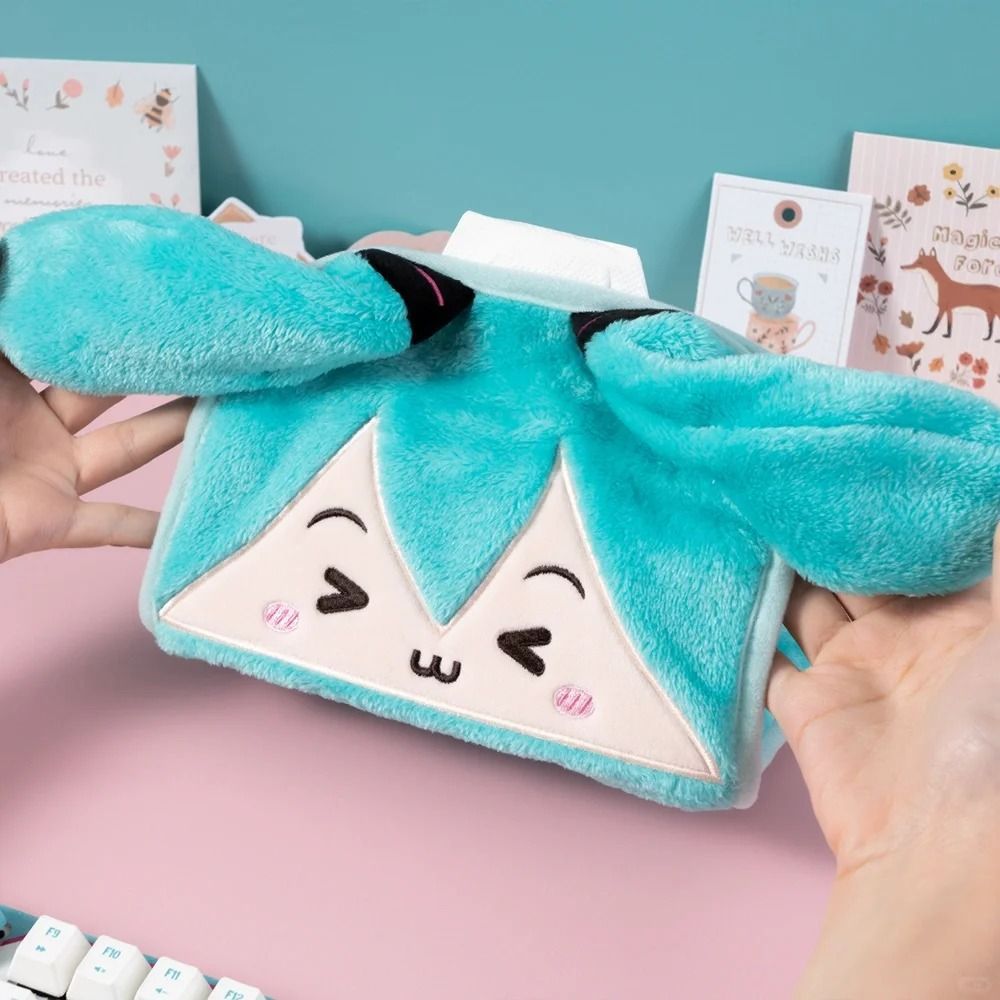 Hatsune Miku Cute Tissue Box Cover-Squinted Eyes Plush